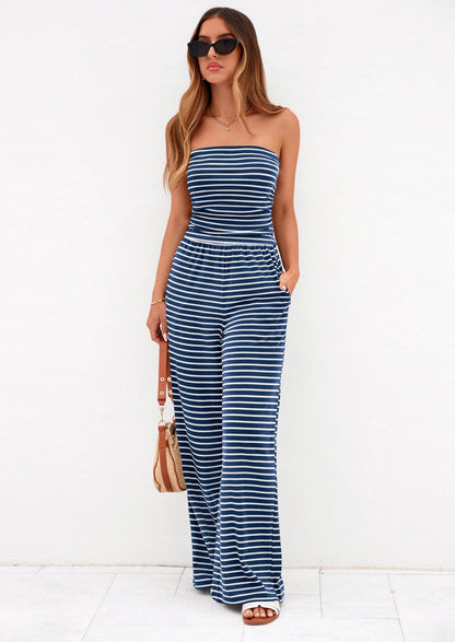 Osonn Summer Sets Women 2 Piece Outfits Matching Striped Loungewear Spring Airport Travel Beach Vacation Clothes