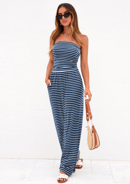 Osonn Summer Sets Women 2 Piece Outfits Matching Striped Loungewear Spring Airport Travel Beach Vacation Clothes