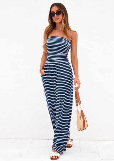 Osonn Summer Sets Women 2 Piece Outfits Matching Striped Loungewear Spring Airport Travel Beach Vacation Clothes