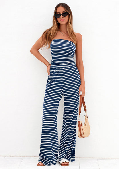 Osonn Summer Sets Women 2 Piece Outfits Matching Striped Loungewear Spring Airport Travel Beach Vacation Clothes