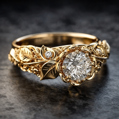 Gold Leaf Zirconia Ring