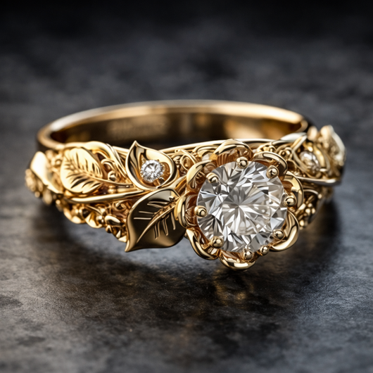 Gold Leaf Zirconia Ring