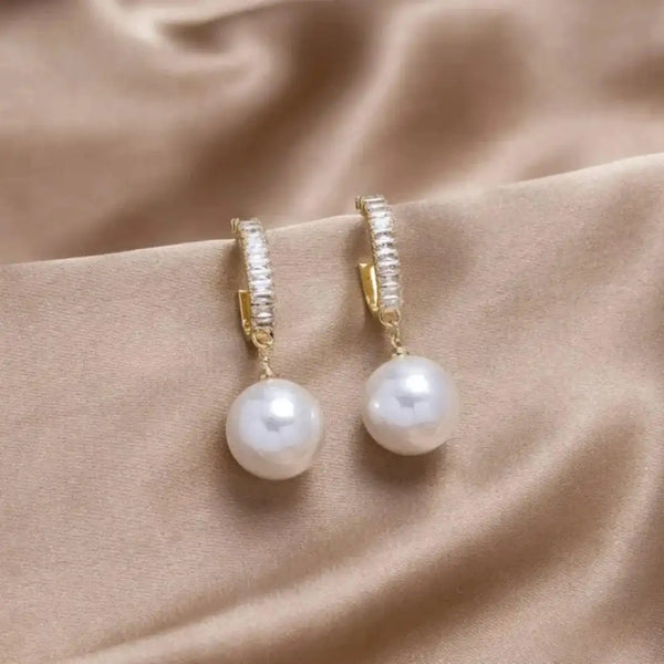 Elegant Pearl and Zirconia Earrings — image 1