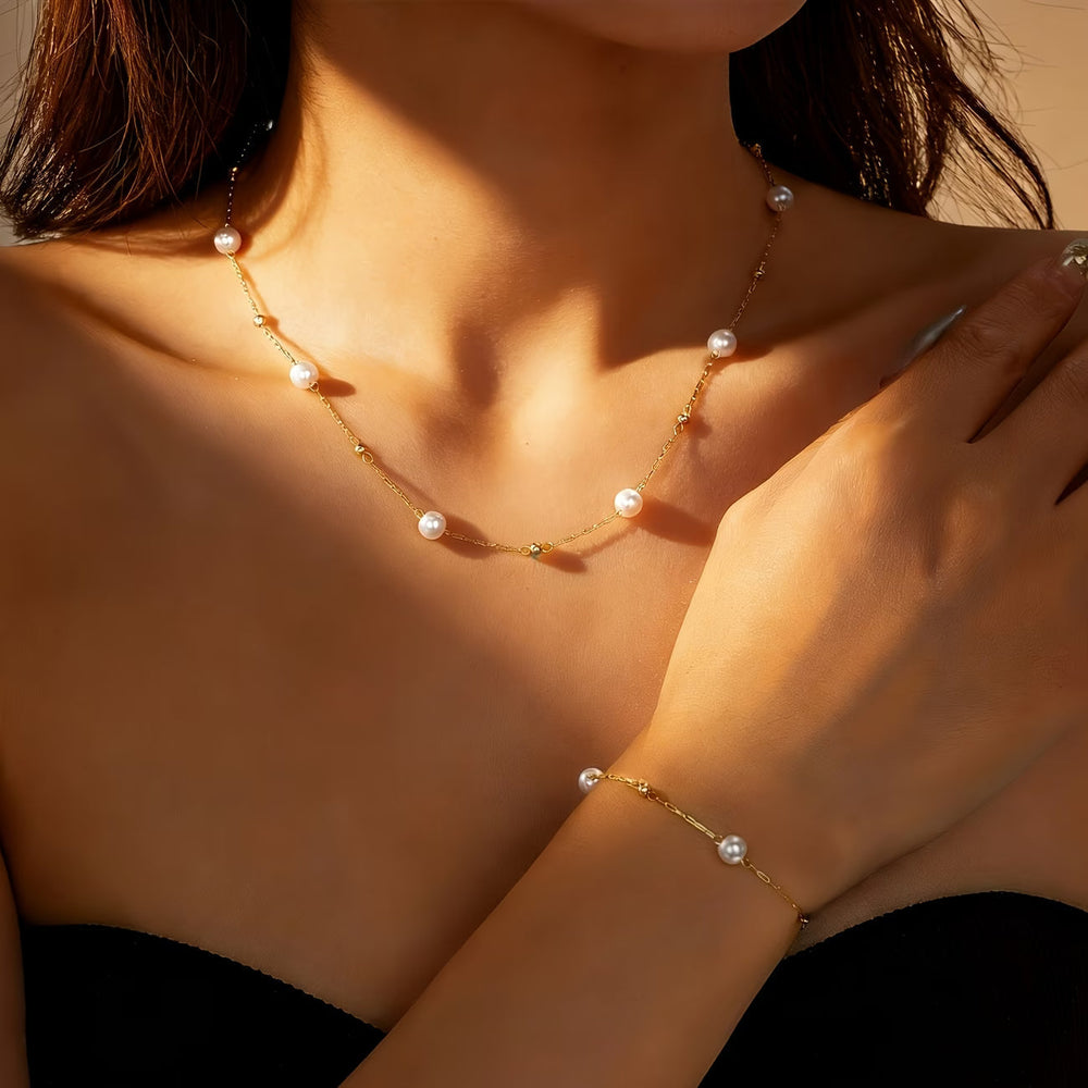 Dainty Pearl Chain Set — image 1