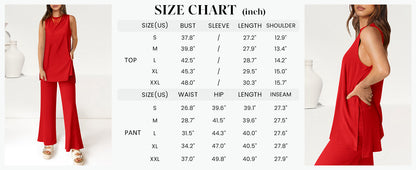 Osonn 2 Piece Set Loose Tank Top Wide Leg Pants Casual Matching Outfits Tracksuit