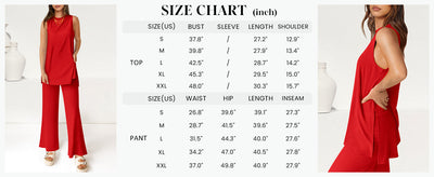Osonn 2 Piece Set Loose Tank Top Wide Leg Pants Casual Matching Outfits Tracksuit