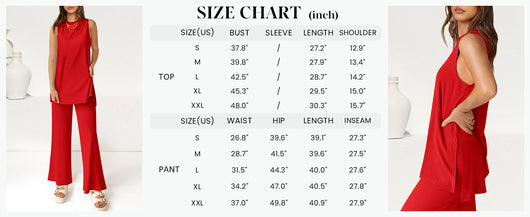 Osonn 2 Piece Set Loose Tank Top Wide Leg Pants Casual Matching Outfits Tracksuit