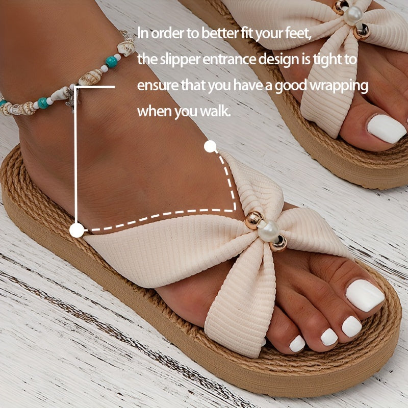 OSONN - Pearl Espadrille Bow Slides