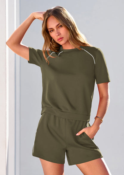 Osonn Sweatsuits Women 2 Piece Outfit Summer Lounge Shorts Sets Matching Spring Travel Beach Vacation Clothes