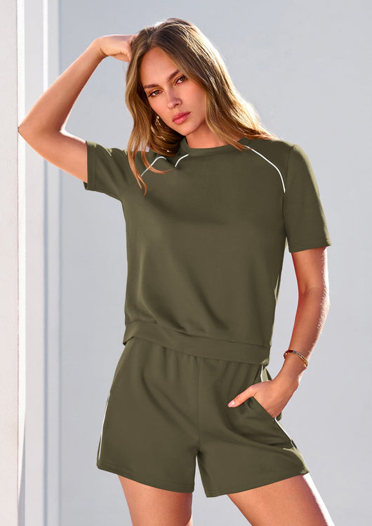 Osonn Sweatsuits Women 2 Piece Outfit Summer Lounge Shorts Sets Matching Spring Travel Beach Vacation Clothes