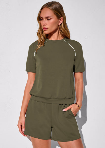 Osonn Sweatsuits Women 2 Piece Outfit Summer Lounge Shorts Sets Matching Spring Travel Beach Vacation Clothes