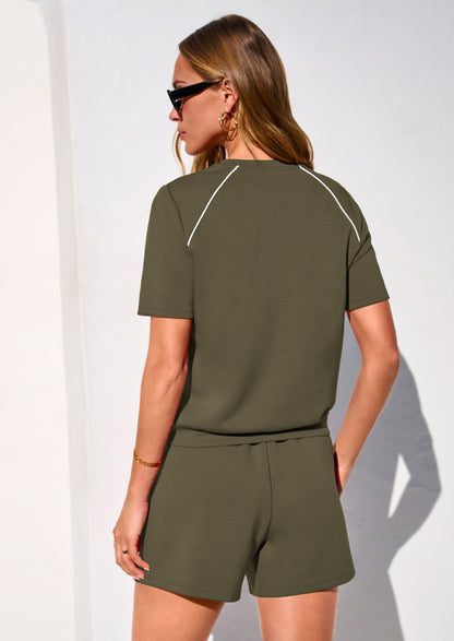 Osonn Sweatsuits Women 2 Piece Outfit Summer Lounge Shorts Sets Matching Spring Travel Beach Vacation Clothes
