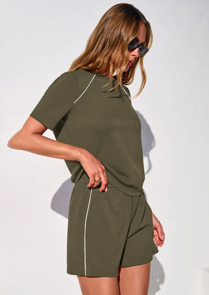 Osonn Sweatsuits Women 2 Piece Outfit Summer Lounge Shorts Sets Matching Spring Travel Beach Vacation Clothes