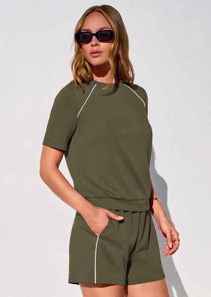 Osonn Sweatsuits Women 2 Piece Outfit Summer Lounge Shorts Sets Matching Spring Travel Beach Vacation Clothes