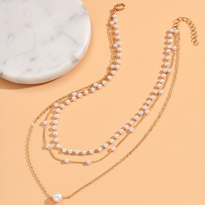 The Trinity Pearl Layer Necklace Set — image 2