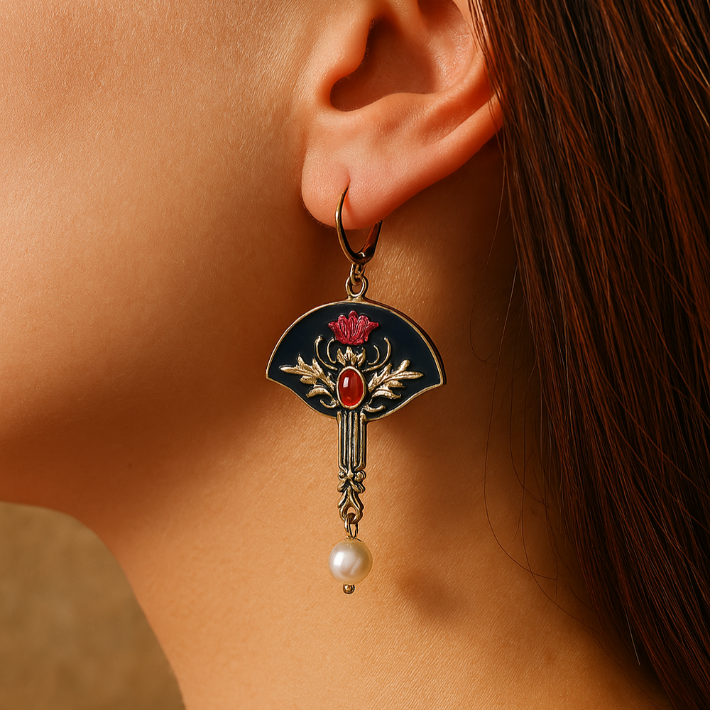 Pearl Red Crystal Earrings — image 3
