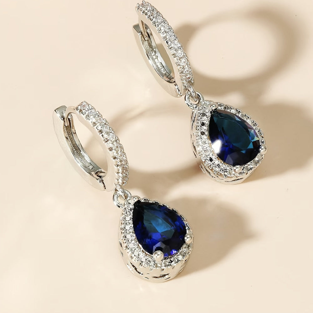 Teardrop Inlaid Zirconia Earrings — image 2