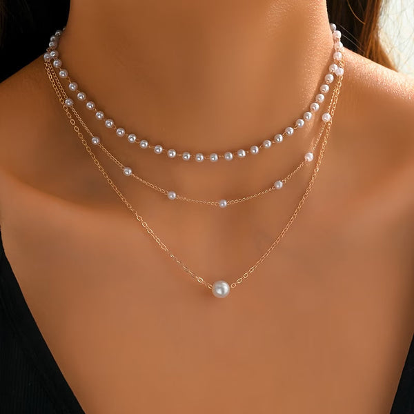 The Trinity Pearl Layer Necklace Set — image 1