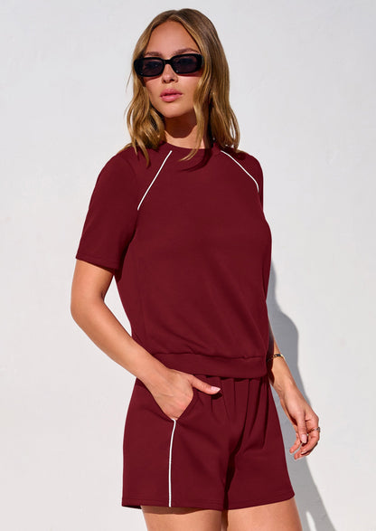 Osonn Sweatsuits Women 2 Piece Outfit Summer Lounge Shorts Sets Matching Spring Travel Beach Vacation Clothes