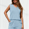 Osonn Women's Two Piece Lounge Set Summer Casual Oversized Shirts Biker Shorts Matching Airport Travel Outfit