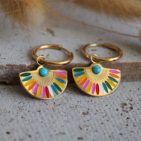 Tribal Hoop Boho Earrings — image 1