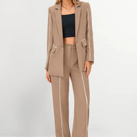Osonn 2 Piece Blazer Outfits Business Casual Oversized Jacket Wide Leg Work Pants Dressy Suit Set