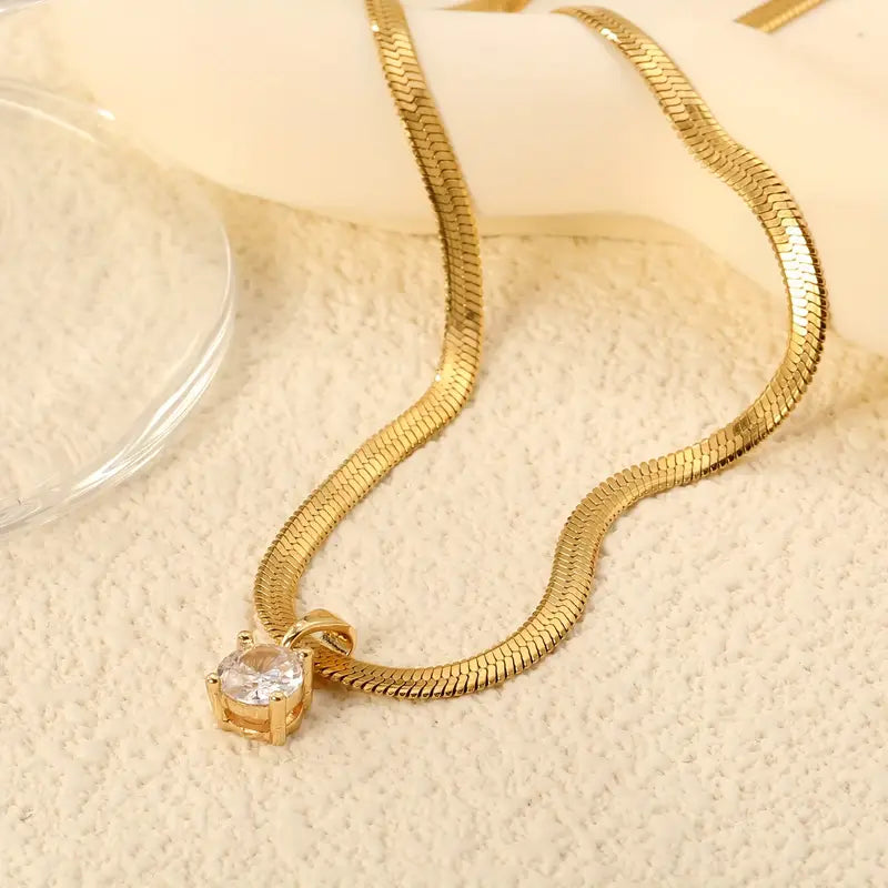 Rhinestone Gold Pendant Necklace — image 3