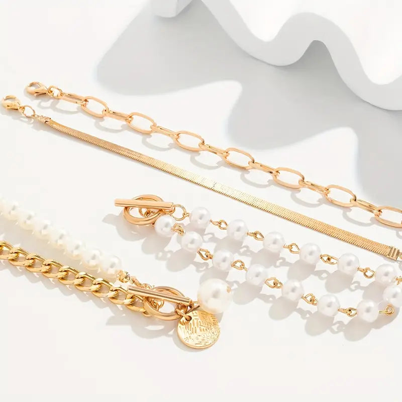 Luxe Layered Pearl Bracelet Set — image 2