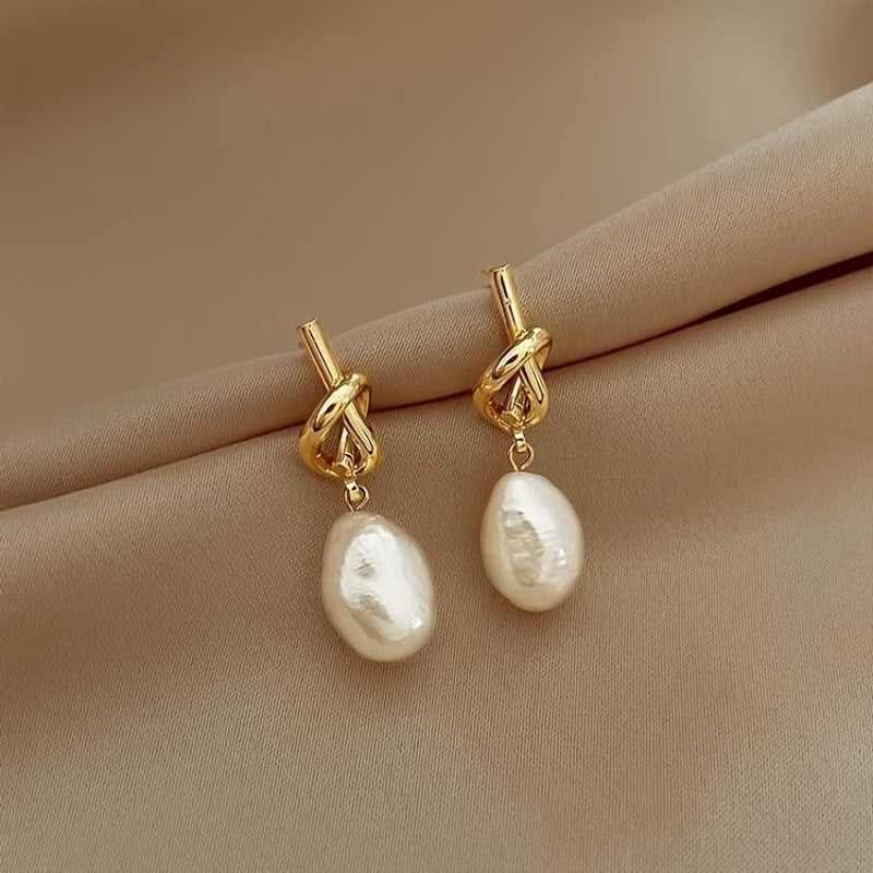 Knotted Drop Pearl Earrings — image 2