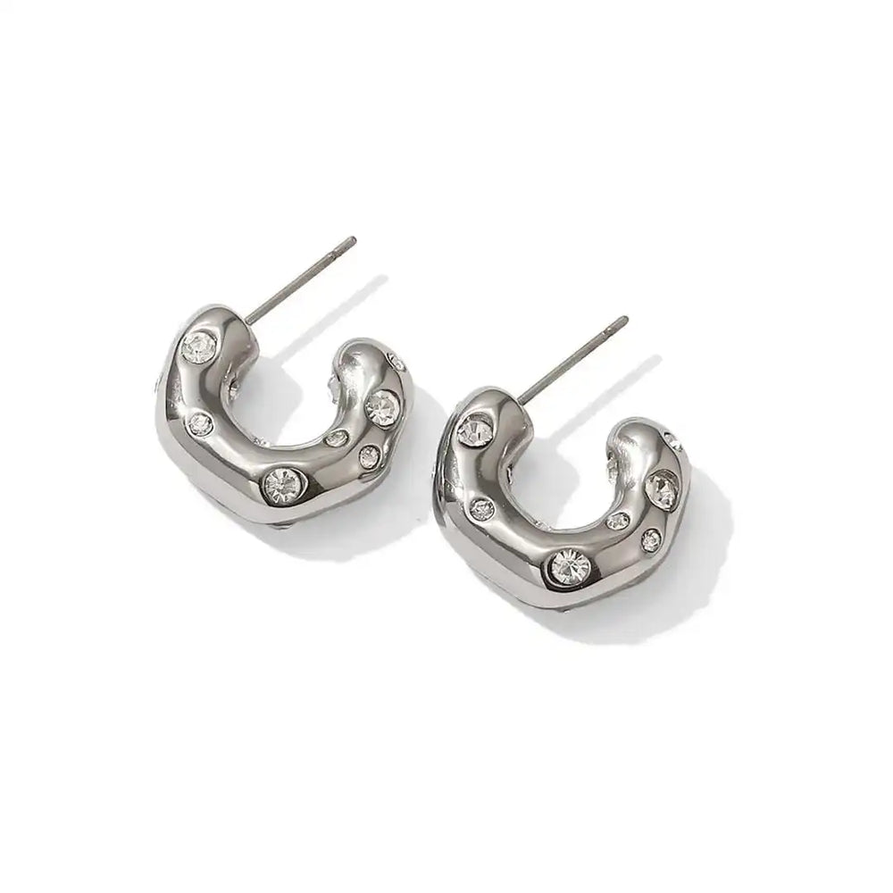 Shimmering Gold Zircon Circle Hoop Earrings — image 3