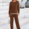 Osonn Women's 2 Piece Knit Sweater Outfit Casual Long Sleeve Pullover Wide Leg Pants Tracksuit Loungewear Set