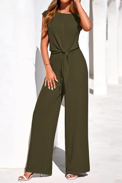 Osonn Women 2 Piece Lounge Sets Casual Summer Outfits Cap Sleeve Strappy Crop Tops Wide Leg Pant Tracksuit