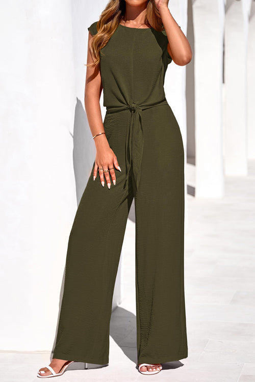 Osonn Women 2 Piece Lounge Sets Casual Summer Outfits Cap Sleeve Strappy Crop Tops Wide Leg Pant Tracksuit