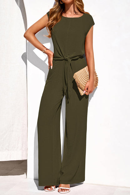 Osonn Women 2 Piece Lounge Sets Casual Summer Outfits Cap Sleeve Strappy Crop Tops Wide Leg Pant Tracksuit