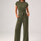 Osonn 2 Piece Matching Lounge Sets For Women Summer Short Sleeve Tie Front Crop Tops Casual Wide Leg Pants Tracksuit