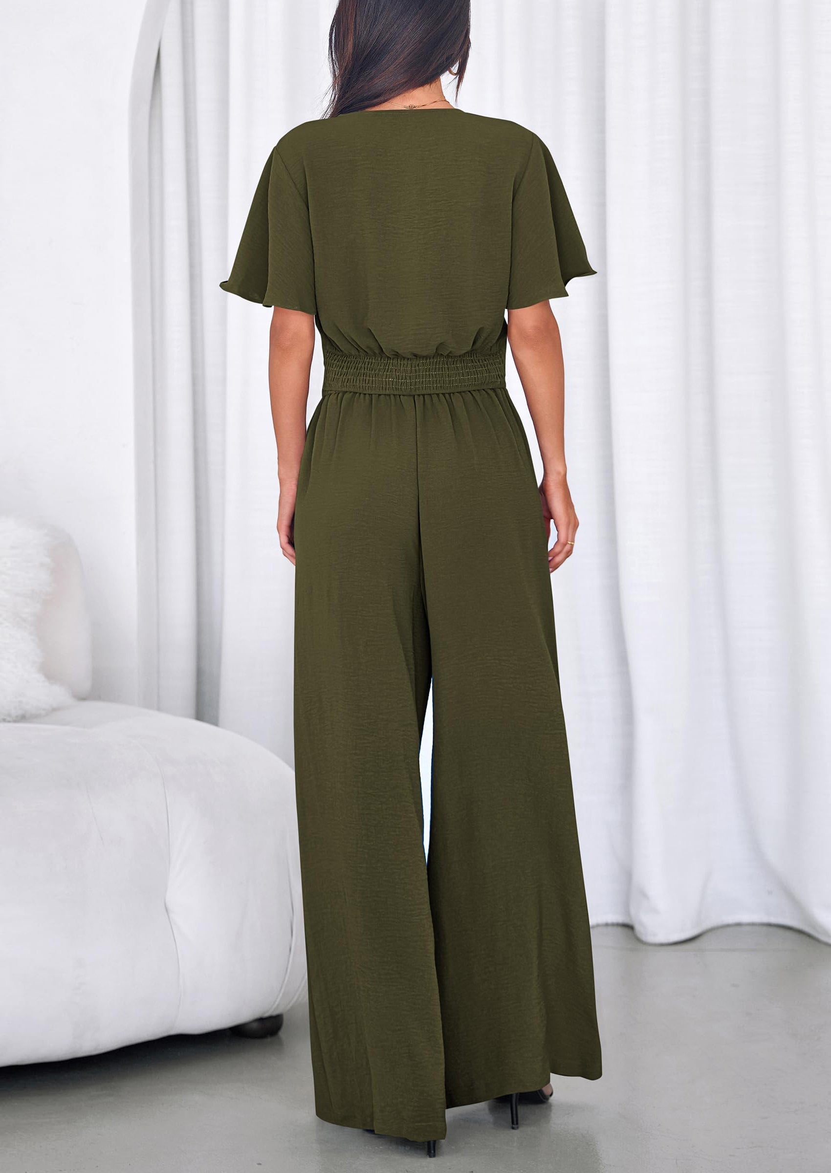 Osonn Women 2 Piece Summer Outfits Short Sleeve Strappy Top Wide Leg Pants Tracksuit Lounge Sets Beach Clothes