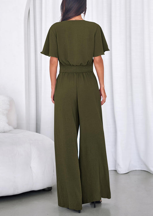 Osonn Women 2 Piece Summer Outfits Short Sleeve Strappy Top Wide Leg Pants Tracksuit Lounge Sets Beach Clothes