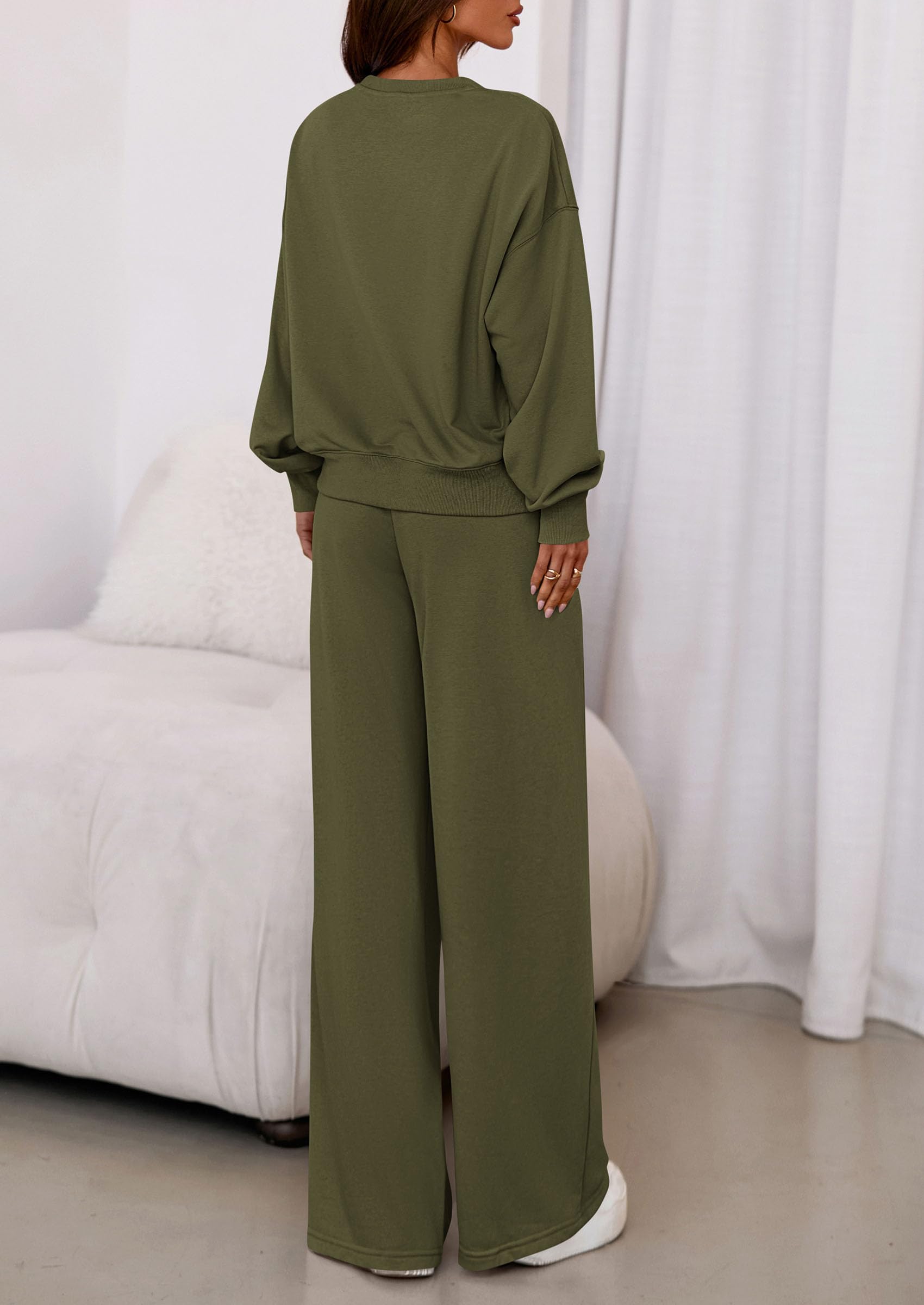 Osonn Womens 2 Piece Sets Long Sleeve Sweatshirt Wide Leg Pants Loose Matching Lounge Set Trendy Fall Outfits