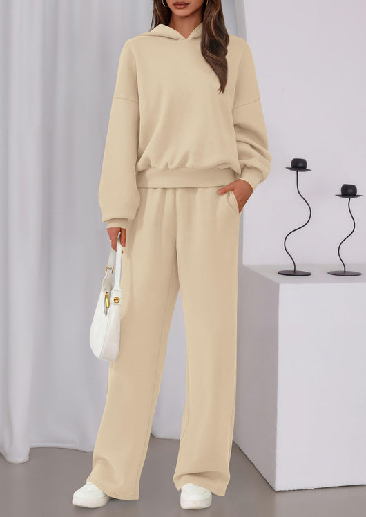 Osonn Womens Sweatsuits 2 Piece Set Casual Winter Long Sleeve Hoodie Loose Wide Leg Sweatpants Fall Tracksuit