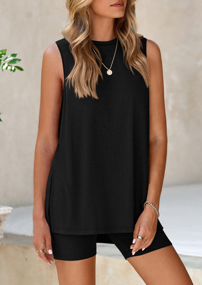 Osonn 2 Piece Sets for Women Summer Matching Lounge Shorts Set Resort Airport Travel Loungewear Outfits Clothing