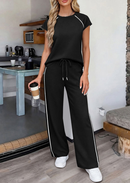 Osonn Women's 2 Piece Lounge Sets Summer Cap Sleeve Tops Wide Leg Pants Travel Outfits Matching Fashion Clothing
