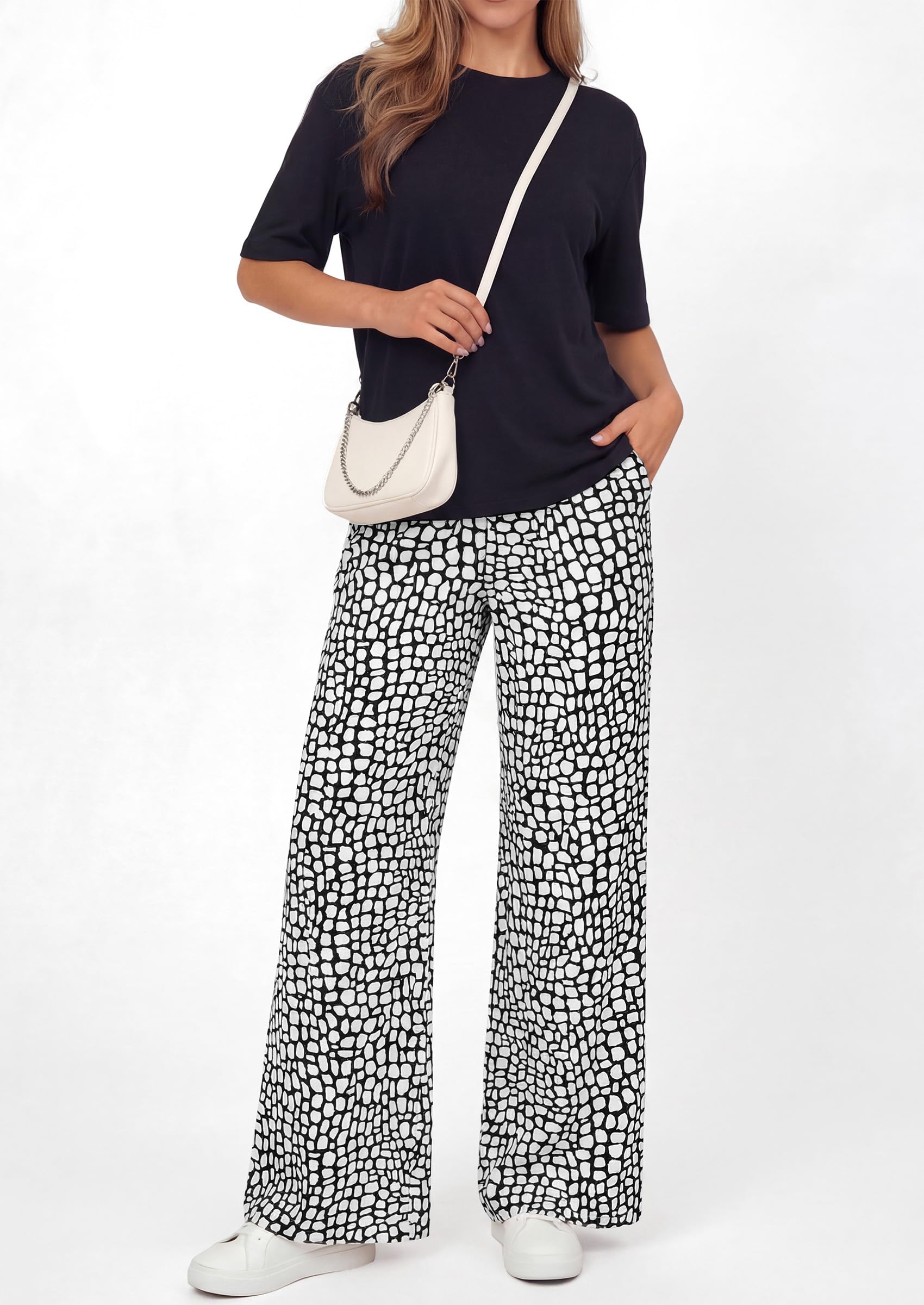 Osonn Women's 2 Piece Lounge Sets Summer Casual Short Sleeve Tops Leopard Flowy Pants Pajamas Vacation Travel Outfits