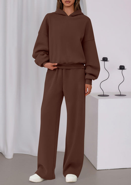 Osonn Womens Sweatsuits 2 Piece Set Casual Winter Long Sleeve Hoodie Loose Wide Leg Sweatpants Fall Tracksuit