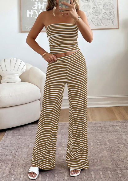 Osonn Summer Sets Women 2 Piece Outfits Matching Striped Loungewear Spring Airport Travel Beach Vacation Clothes