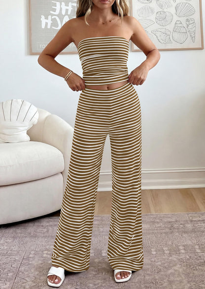 Osonn Summer Sets Women 2 Piece Outfits Matching Striped Loungewear Spring Airport Travel Beach Vacation Clothes
