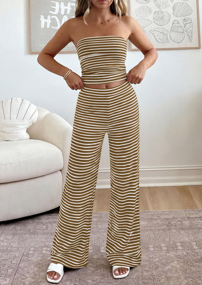 Osonn Summer Sets Women 2 Piece Outfits Matching Striped Loungewear Spring Airport Travel Beach Vacation Clothes