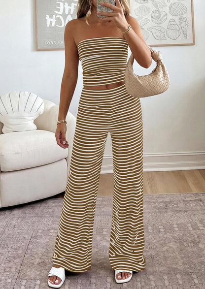 Osonn Summer Sets Women 2 Piece Outfits Matching Striped Loungewear Spring Airport Travel Beach Vacation Clothes