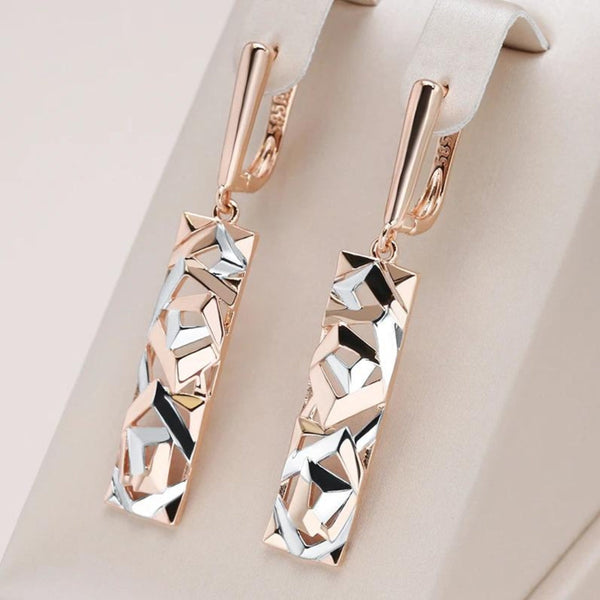 Elegant Rectangular Gold Silver Earrings — image 1