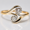 Vintage Wavy Gold Zirconia Ring