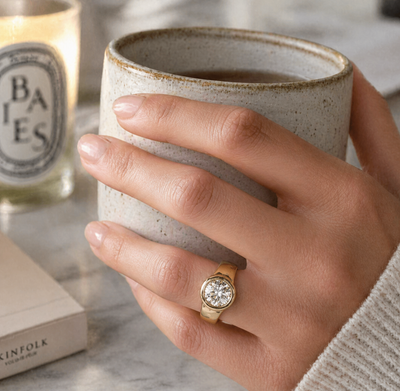 Vintage Forged Gold Zirconia Ring — image 2